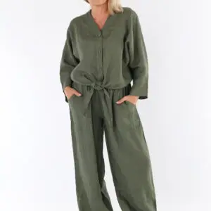 qozaa qz0111 tie front linen blouse
